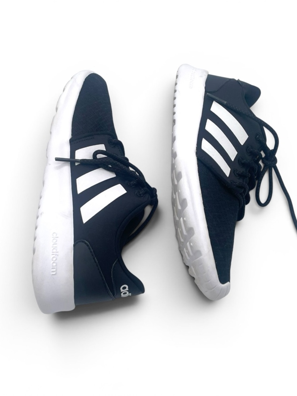 Adidas Cloudfoam Black White Sneakers Women Size 5 - Picture 6 of 8